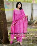 Embroidered Cotton Silk Kurti With Pant And Dupatta-ISKWSU1612PPC/D1779