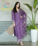 Embroidered Chanderi Silk Kurti With Silk Pant And Organza Dupatta-ISKWSU1612PPC/D1719