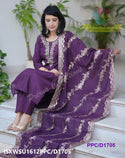 Embroidered Silk Kurti With Pant And Banarasi Weaved Dupatta-ISKWSU1612PPC/D1705