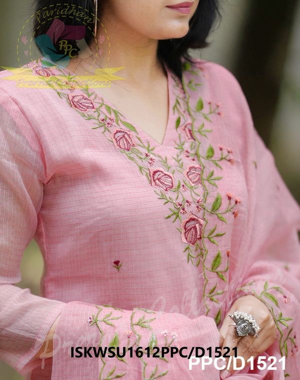 Embroidered Kota Doriya Kurti With Cotton Pant And Dupatta-ISKWSU1612PPC/D1521