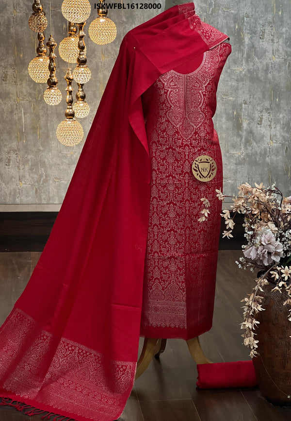 Zari Weaved Woolen Kurti With Bottom And Dupatta-ISKWFBL16128000