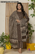 Printed Cotton Kurti With Pant And And Dupatta-ISKWSUVC131224B