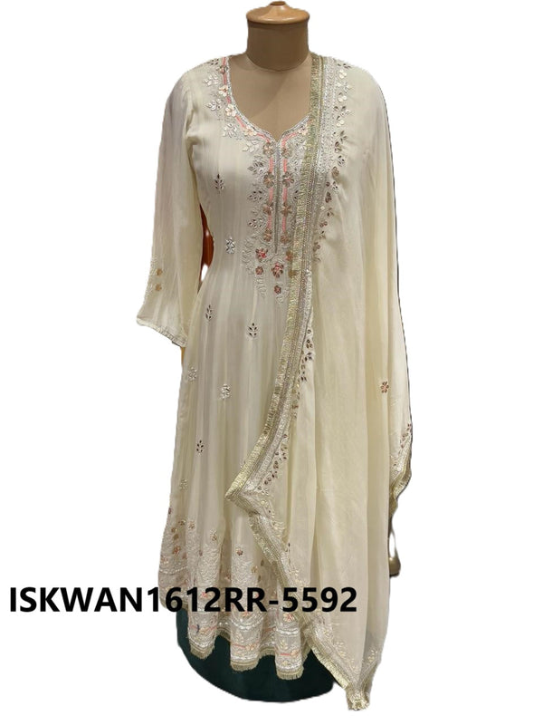 Embroidered Organza Anarkali Kurti With Dupatta-ISKWAN1612RR-5592