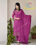 Embroidered Cotton Kurti With Pant And Crushed Malmal Cotton Dupatta-ISKWSU1812PPC/D1794