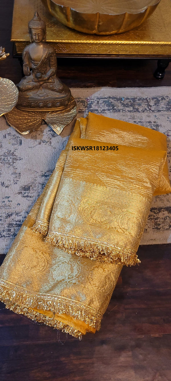 Banarasi Crushed Handloom Tissue Saree With Brocade Blouse-ISKWSR18123405