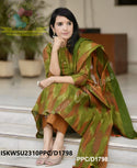 Ikkat Weaved Handloom A-Line Kurti With Handloom Cotton Pant And Dupatta-ISKWSU2310PPC/D1798