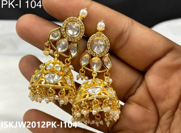 Kundan Earrings-ISKJW2012PK-I104