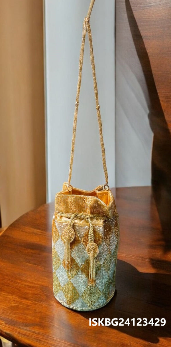 Bridal Wedding Pearl Handmade Potli Bag-ISKBG24123429