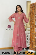 Embroidered Malmal Chanderi Kurti With Silk Pant And Organza Dupatta-ISKWSUFC210125B/FC210125P