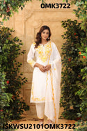 Embroidered Crepe Kurti With Pant And Dupatta-ISKWSU2101OMK3722