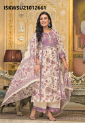 Printed Cotton Kurti With Pant And Dupatta-ISKWSU21012661