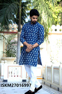 Men's Bagru Hand Block Printed Cotton Kurta With Pajama-ISKM27016997