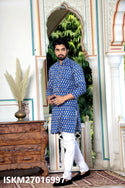 Men's Bagru Hand Block Printed Cotton Kurta With Pajama-ISKM27016997