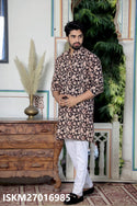 Men's Bagru Hand Block Printed Cotton Kurta With Pajama-ISKM27016985