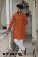 Men's Bagru Hand Block Printed Cotton Kurta With Pajama-ISKM27016995