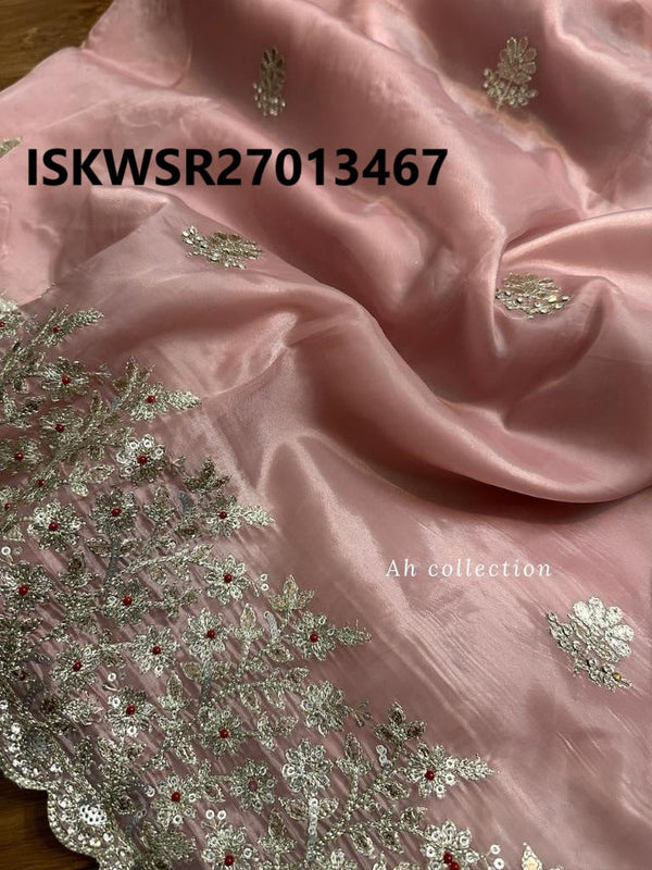 Embroidered Organza Satin Silk Saree With Blouse-ISKWSR27013467