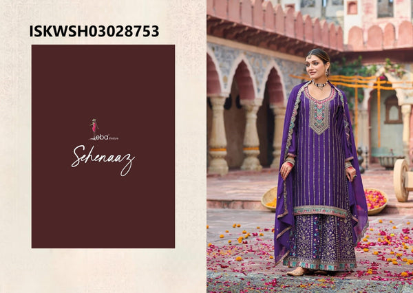 Embroidered Chinon Kurti With Sharara And Dupatta-ISKWSH03028753