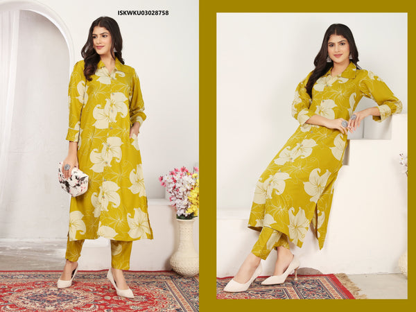 Printed Chanderi Kurti With Pant-ISKWKU03028758