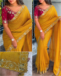 Embroidered Mysore Cotton Saree With Blouse-ISKWSR03024216