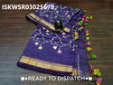 Embroidered Linen Saree With Blouse-ISKWSR03025678