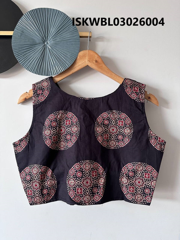 Hand Crafted Hand Block Printed Cotton Blouse-ISKWBL03026004