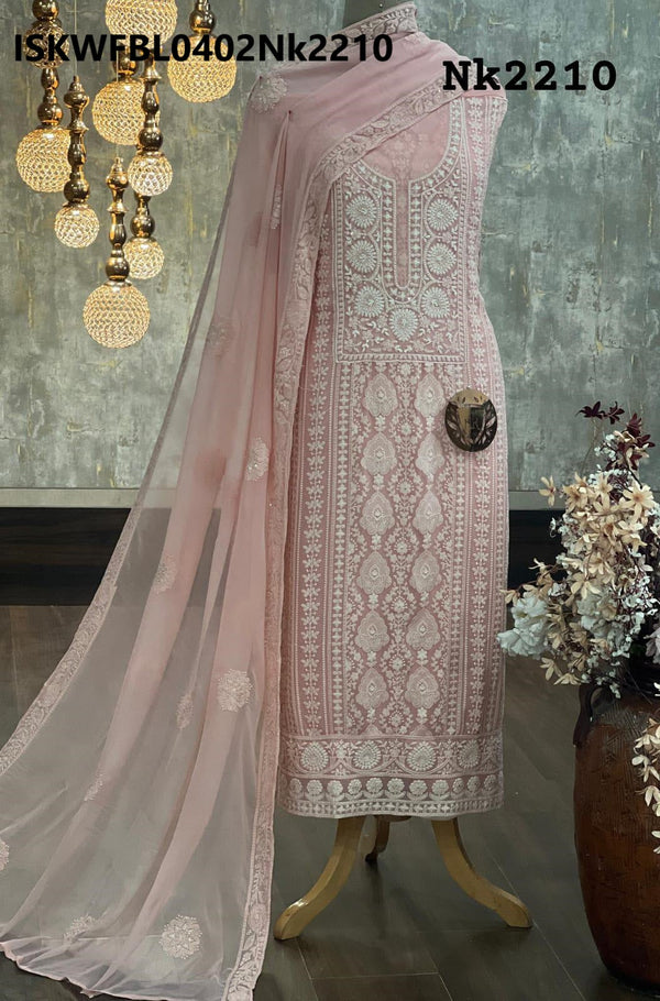 Embroidered Georgette Kurti With Shantoon Bottom And Chiffon Dupatta-ISKWFBL0402Nk2210