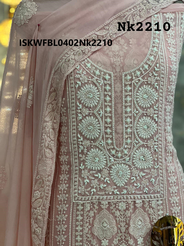 Embroidered Georgette Kurti With Shantoon Bottom And Chiffon Dupatta-ISKWFBL0402Nk2210