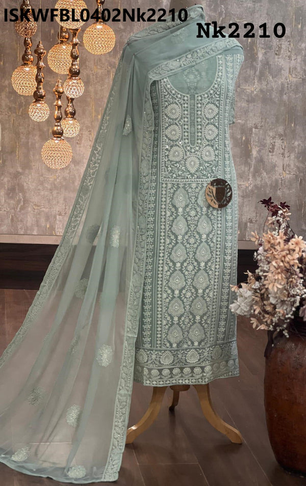 Embroidered Georgette Kurti With Shantoon Bottom And Chiffon Dupatta-ISKWFBL0402Nk2210