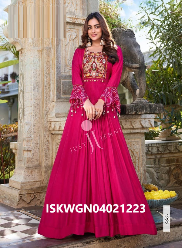 Embroidered Silk Gown-ISKWGN04021223