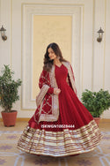 Embroidered Georgette Gown With Dupatta-ISKWGN10028444