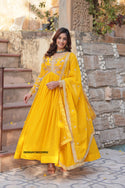 Embroidered Georgette Gown With Dupatta-ISKWGN100220992