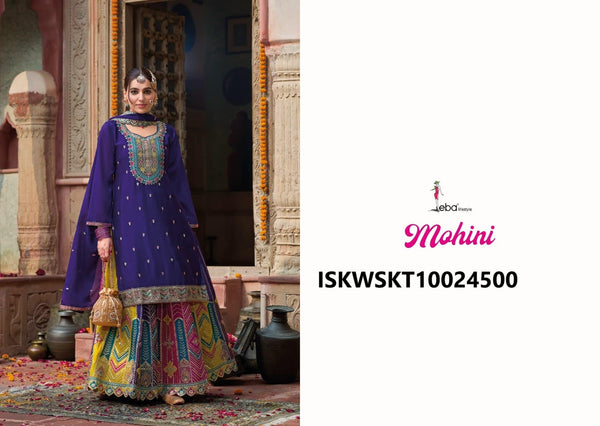 Embroidered Chinon Kurti With Skirt And Dupatta-ISKWSKT10024500