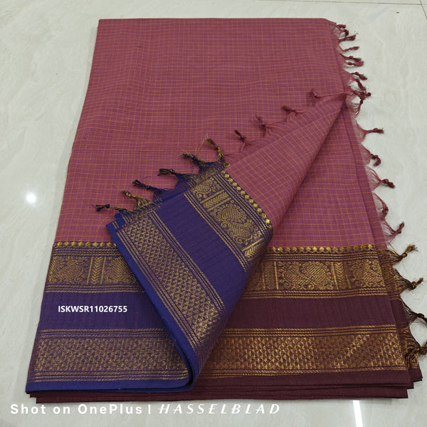 Kota Check Cotton Saree With Blouse-ISKWSR11026755