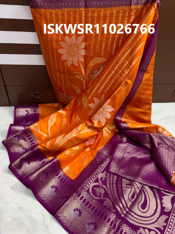 Banarasi Weaved Katan Silk Saree With Contrast Jacquard Blouse-ISKWSR11026766