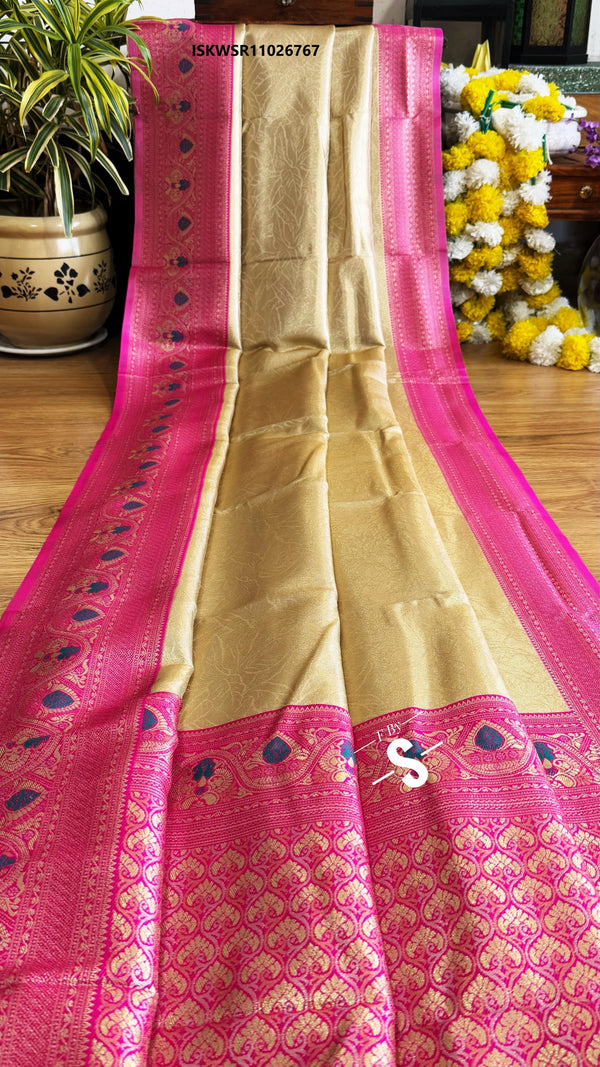 Banarasi Weaved Tissue Silk Saree With Contrast Self Weaving Blouse-ISKWSR11026767