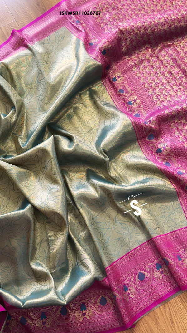 Banarasi Weaved Tissue Silk Saree With Contrast Self Weaving Blouse-ISKWSR11026767