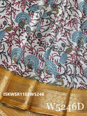 Digital Printed Silk Saree With Contrast Blouse-ISKWSR1102W5246