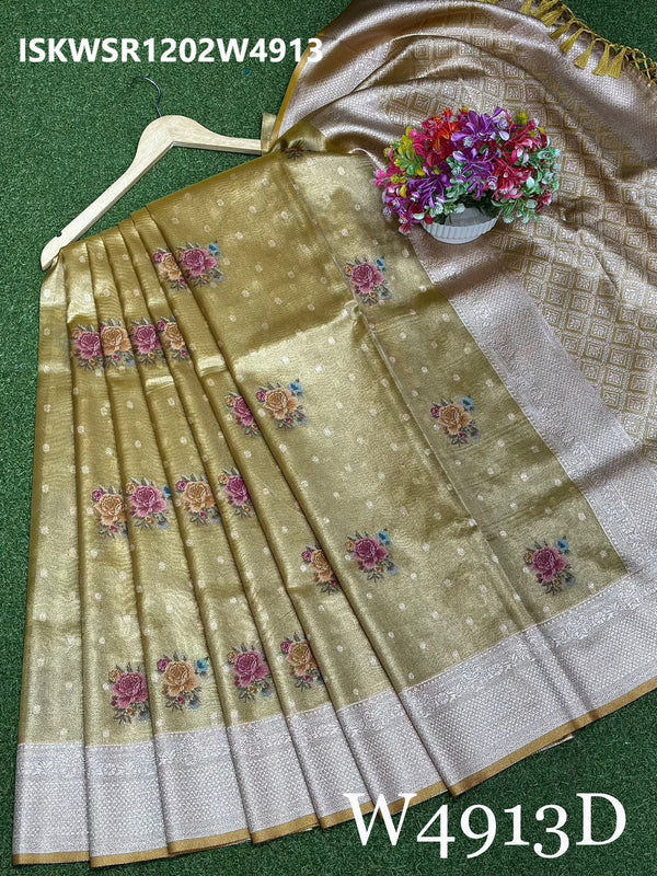 Zari Weaved Tissue Saree With Blouse-ISKWSR1202W4913