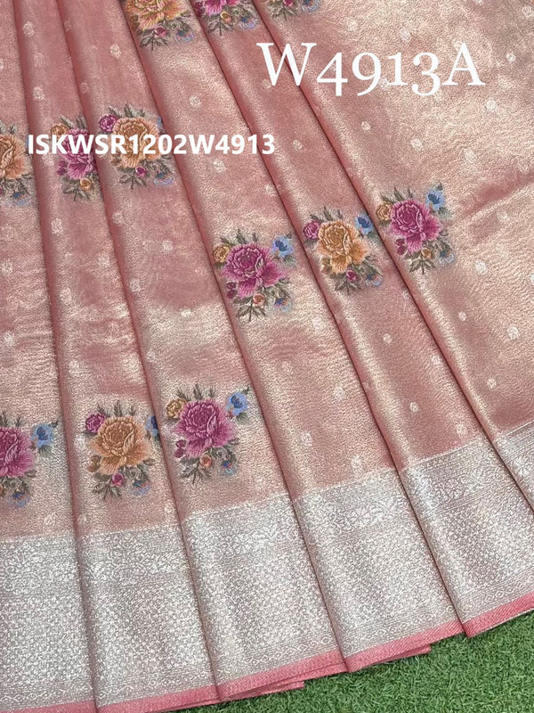 Zari Weaved Tissue Saree With Blouse-ISKWSR1202W4913