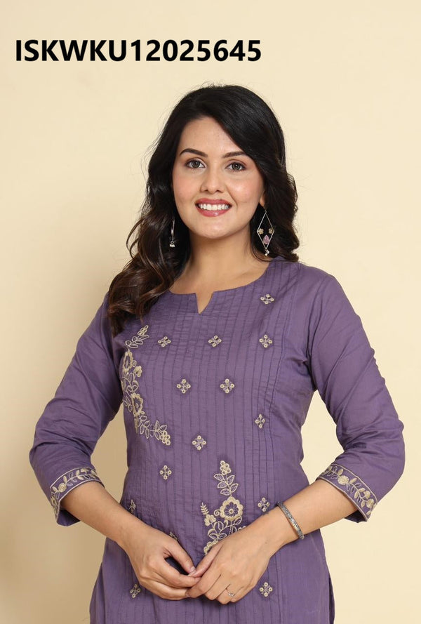 Embroidered Cotton Kurti With Pant-ISKWKU12025645