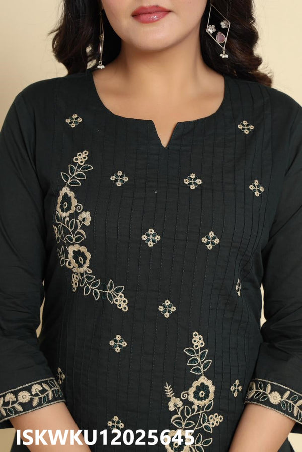 Embroidered Cotton Kurti With Pant-ISKWKU12025645