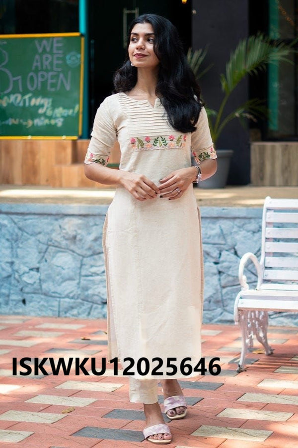 Embroidered Cotton Kurti With Pant-ISKWKU12025646