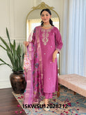 Embroidered Chanderi Kurti With Pant And Printed Dupatta-ISKWSU12028712