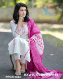 Handloom Cotton Silk Kurti With Pant And Ikkat Printed Khadi Silk Dupatta-ISKWSU1202PPC/D1393