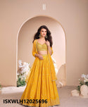 Embroidered Viscose Jacquard Silk Lehenga With Silk Blouse And Dupatta-ISKWLH12025697