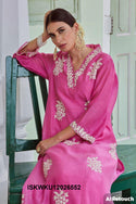 Embroidered Chanderi Kurti With Palazzo-ISKWKU12026552