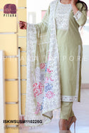 Cotton Kurti With Pant And Digital Block Printed Dupatta-ISKWSUSM110225G