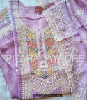 Embroidered Tissue Kurti With Silk Pant And Dupatta-ISKWSUFC070225L/FC070225G