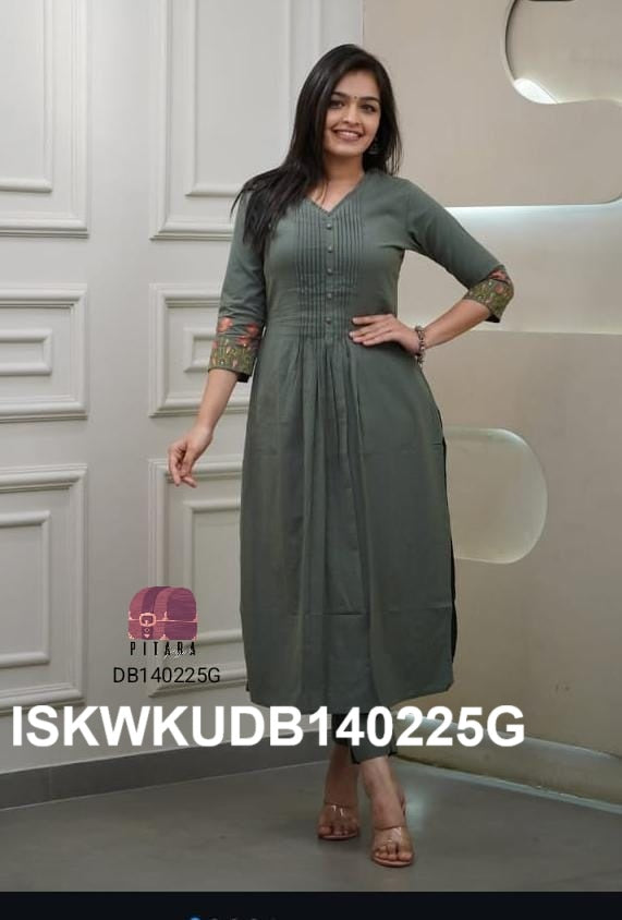 Embroidered Linen Cotton Kurti With Pant-ISKWKUDB140225G