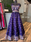 Embroidered Dola Silk Skirt With Skirt And Organza Dupatta-ISKWSKT1302RR-6731